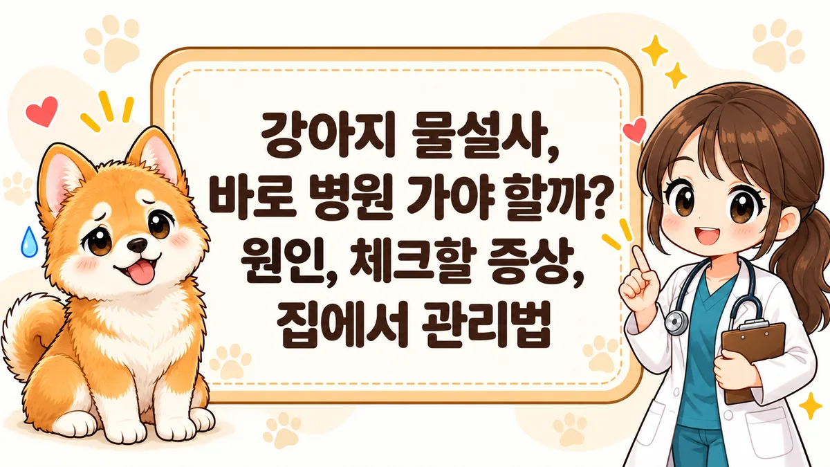 강아지 물설사 바로 병원 가야 할까 — 원인, 체크할 증상, 집에서 관리법 썸네일